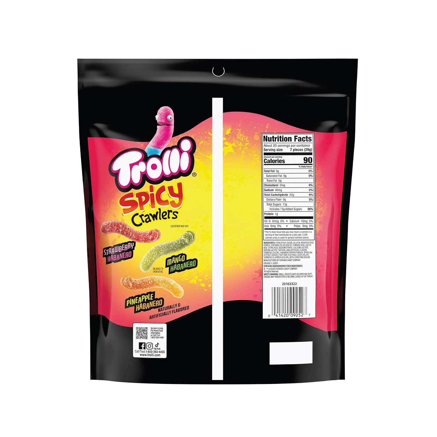 Detalle de Trolli Spicy Crawlers Gummy Worms, 40 oz Resealable Bag with Three Habanero Flavors