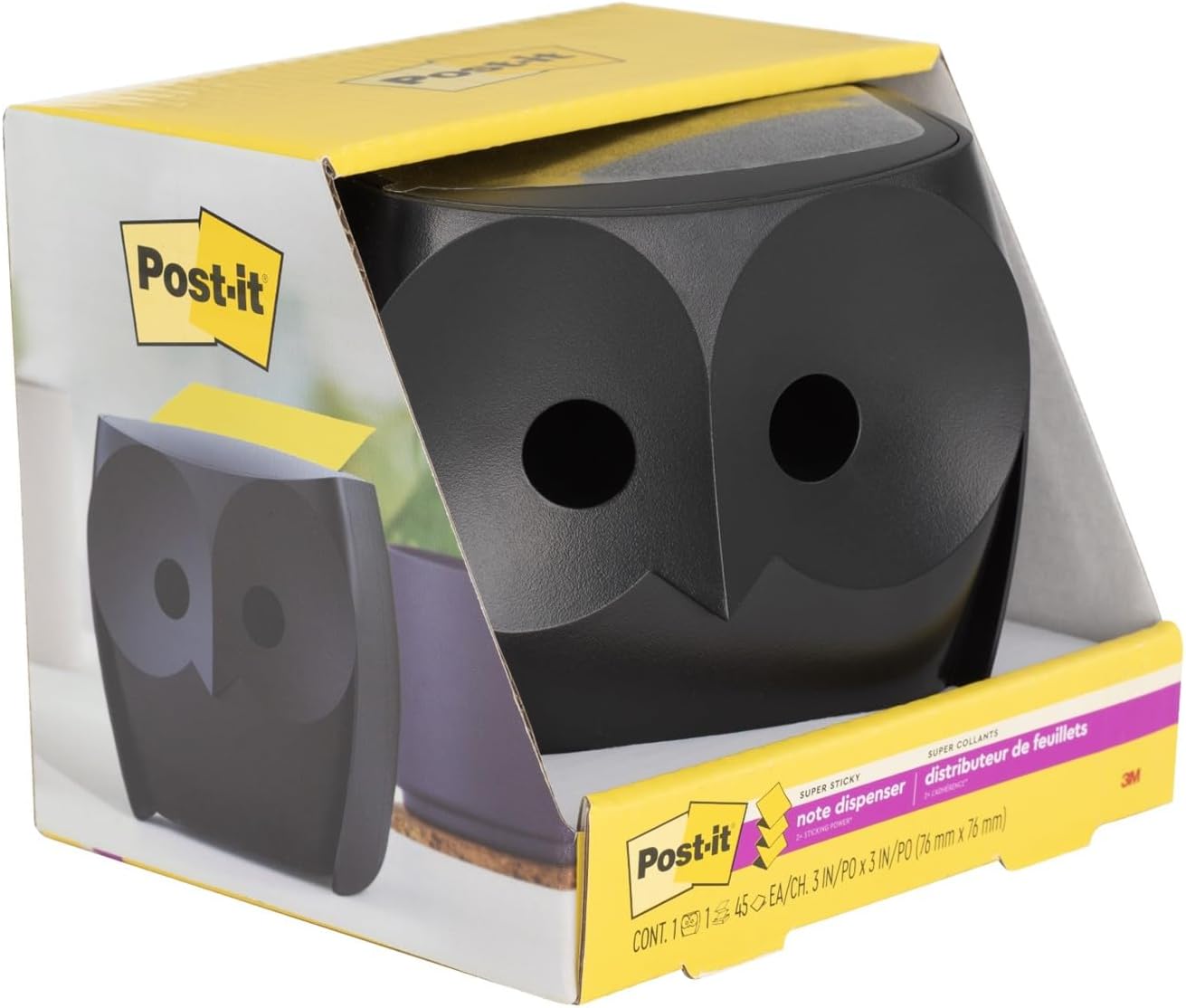 Detalle de 3M ポスト・イット OWL-330-BK フクロウ型ふせんディスペンサー 強粘着 75×75mm