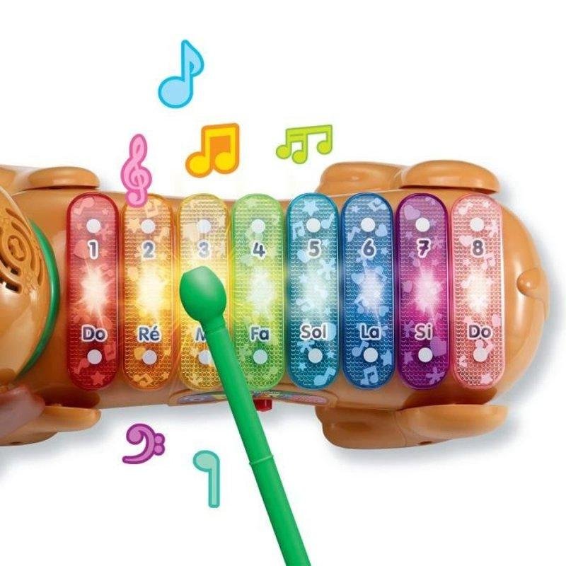 Detalle de Xilófono perruno arrastrable Elton de VTech Baby: 8 teclas luminosas para aprendizaje y juego activo