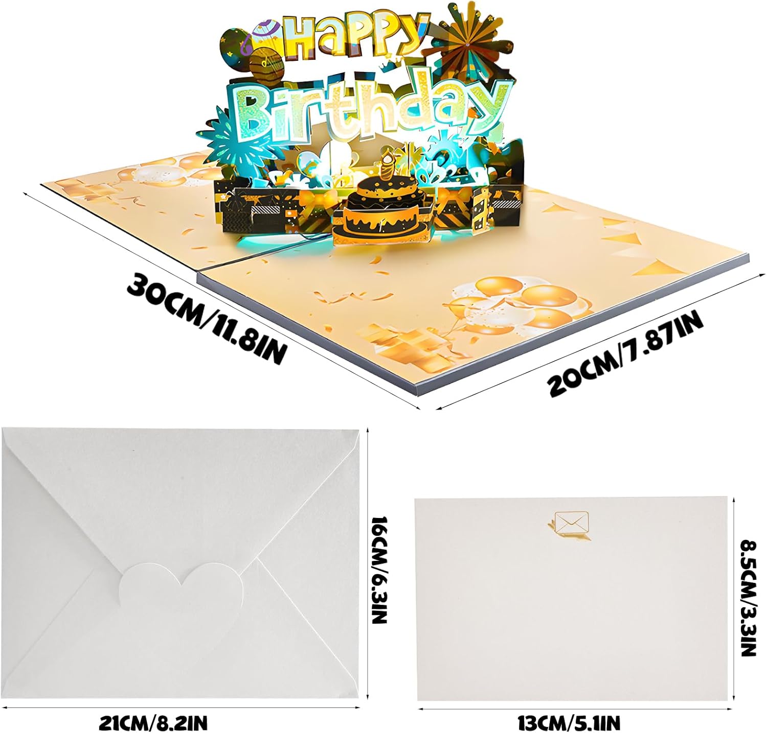 Thumbnail 1 de Joycabin musikalische Geburtstagskarte mit Licht & 3D-Pop-up „Happy Birthday“ (inkl. Umschlag)