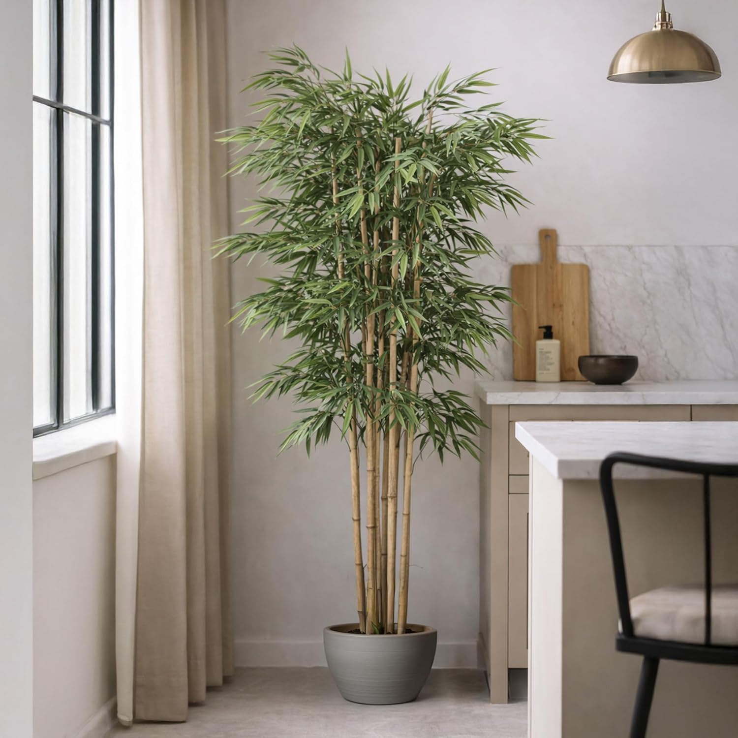 Detalle de Maia Shop Bambou Artificiel – Arbre décoratif 180 cm, pot inclus, sans entretien