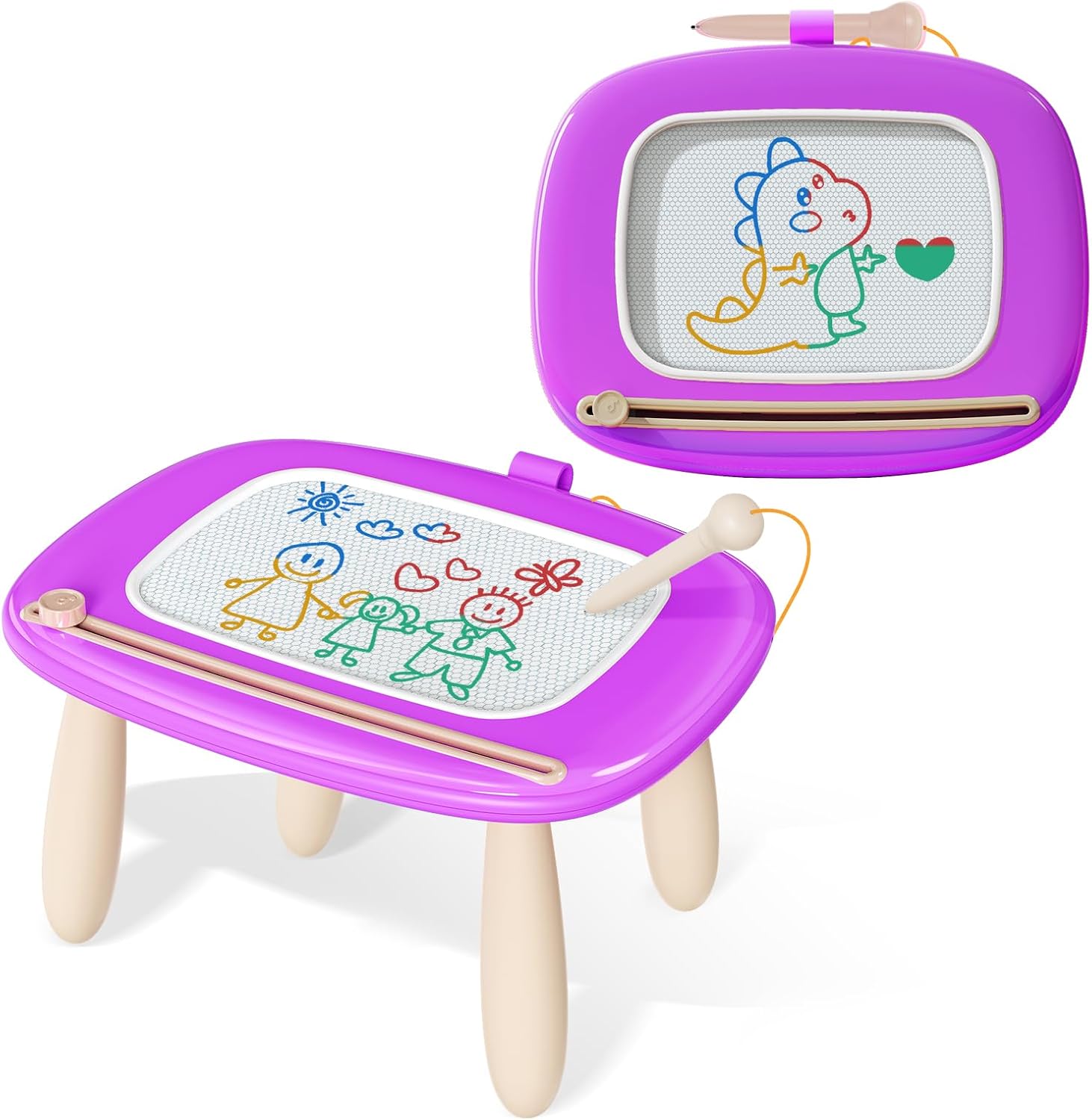Detalle de Kikidex Magnetische Zaubertafel – Kleinkind-Zeichentisch 1–3 Jahre (Violett)