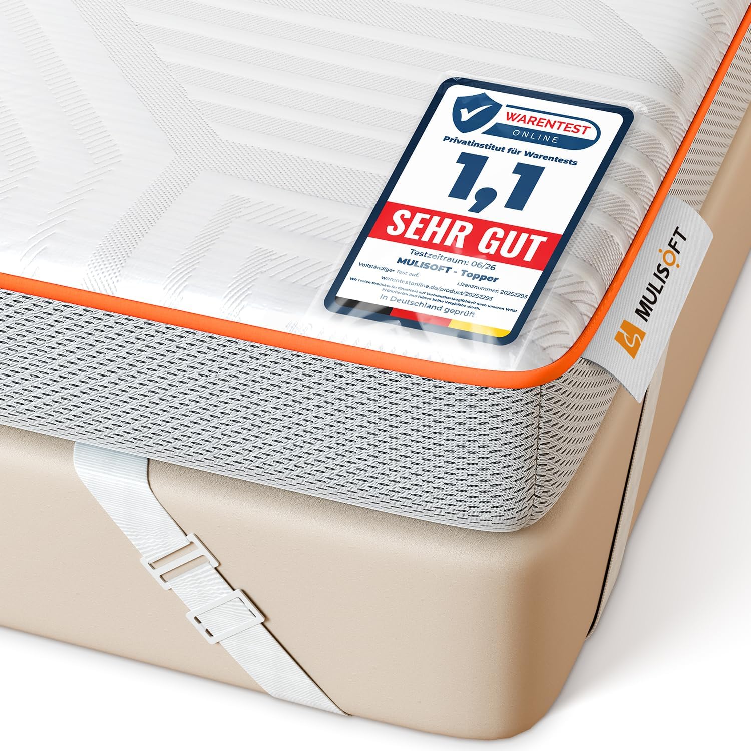 Detalle de MULISOFT Topper 180x200cm H3/H4 – Extra Dick 7,5 cm mit Gel-Memory-Schaum und atmungsaktivem Bezug