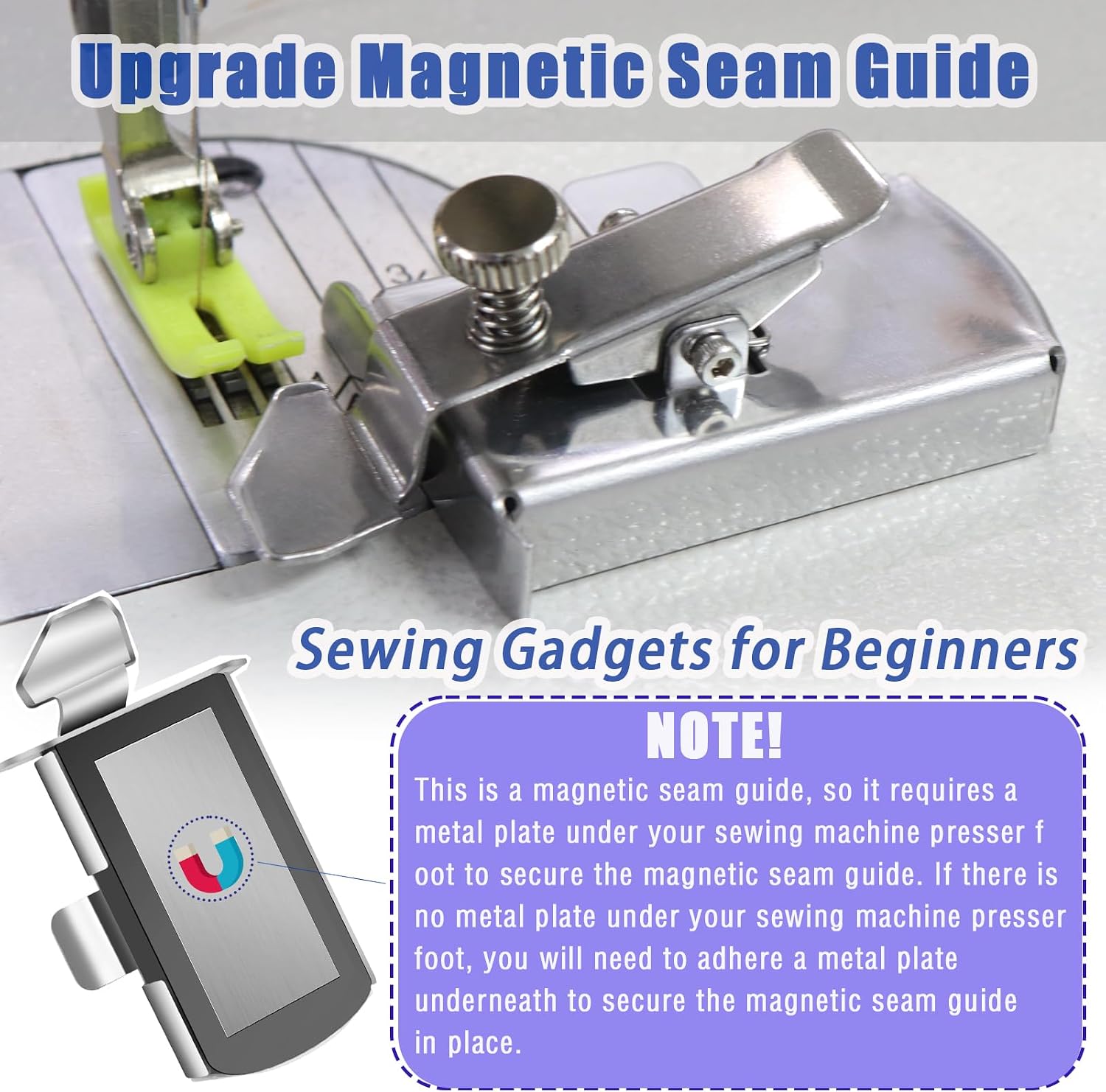 Thumbnail 1 de BREXFIRE SG-01 Magnetic Seam Guide for Sewing Machines, Stainless Steel