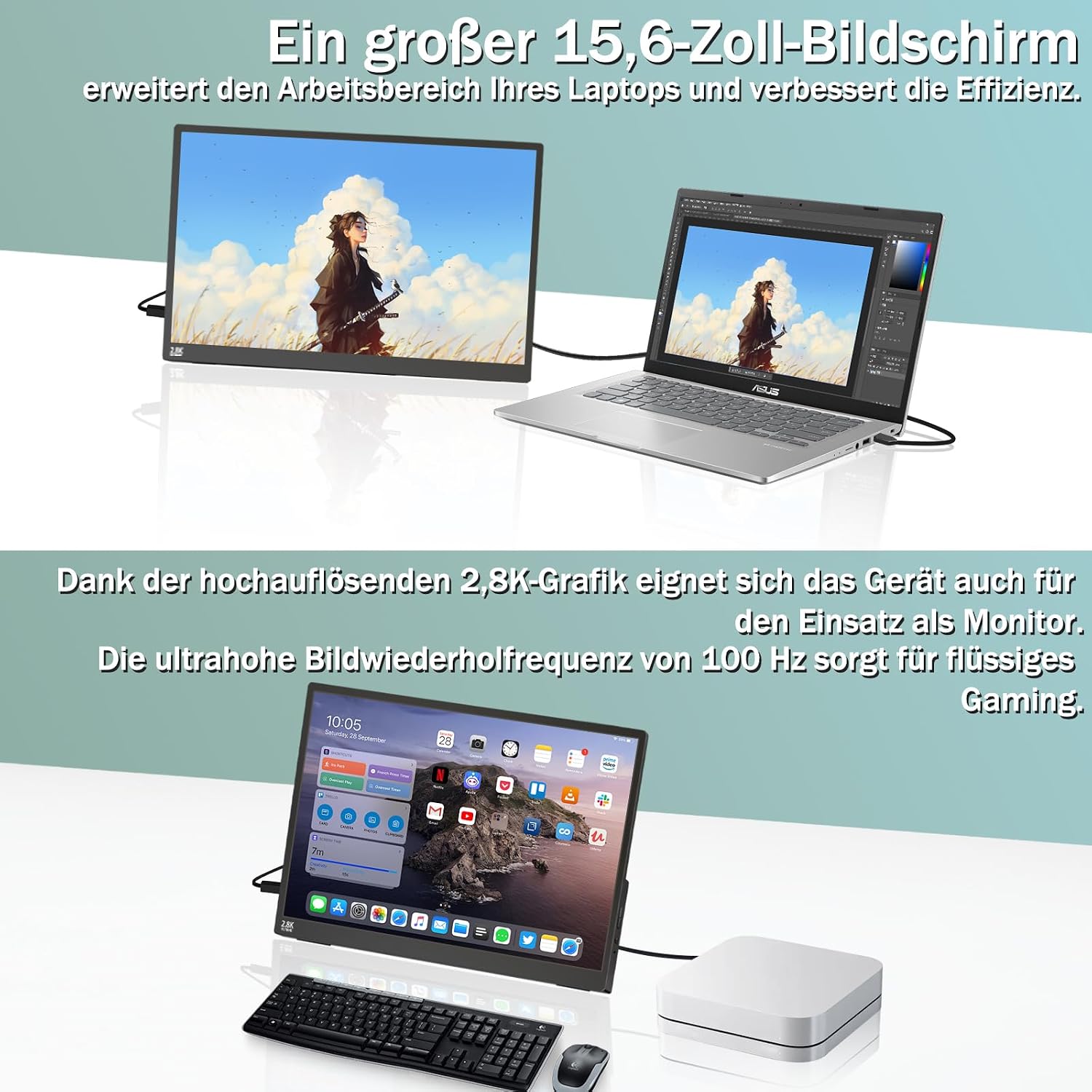 Thumbnail 4 de Kyyivwine 15,6 Zoll 2,5K Touchscreen Monitor für Laptop