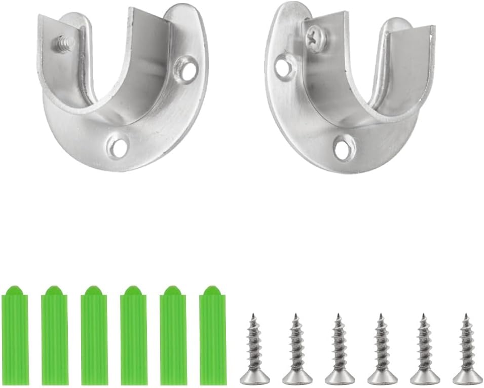 Thumbnail 6 de CEEYSEE 2er Rundrohr-Halterung U-Form für Kleiderstangen, 32 mm – Edelstahl 304 mit Schrauben & Dübeln