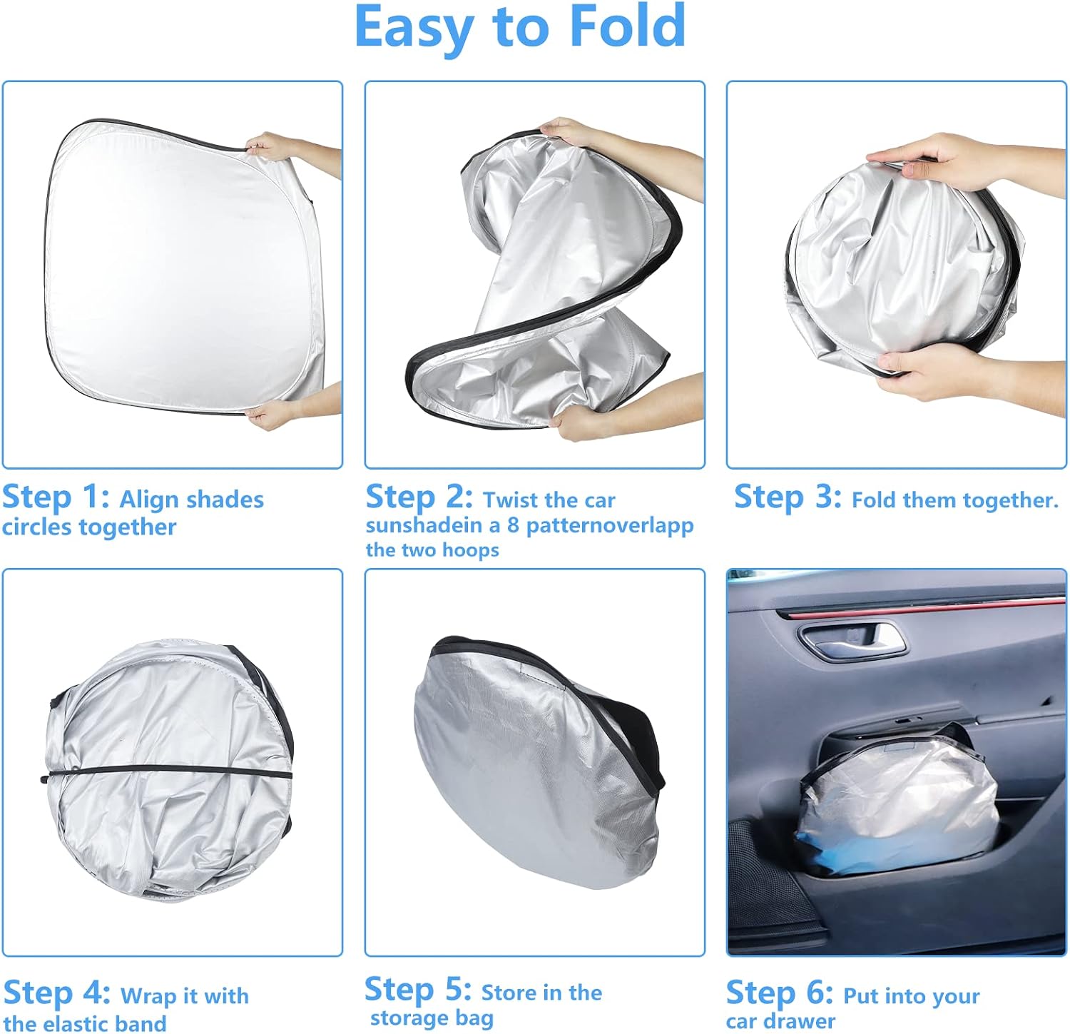 Detalle de HOHUIGO car windshield sun shade, 210T fabric