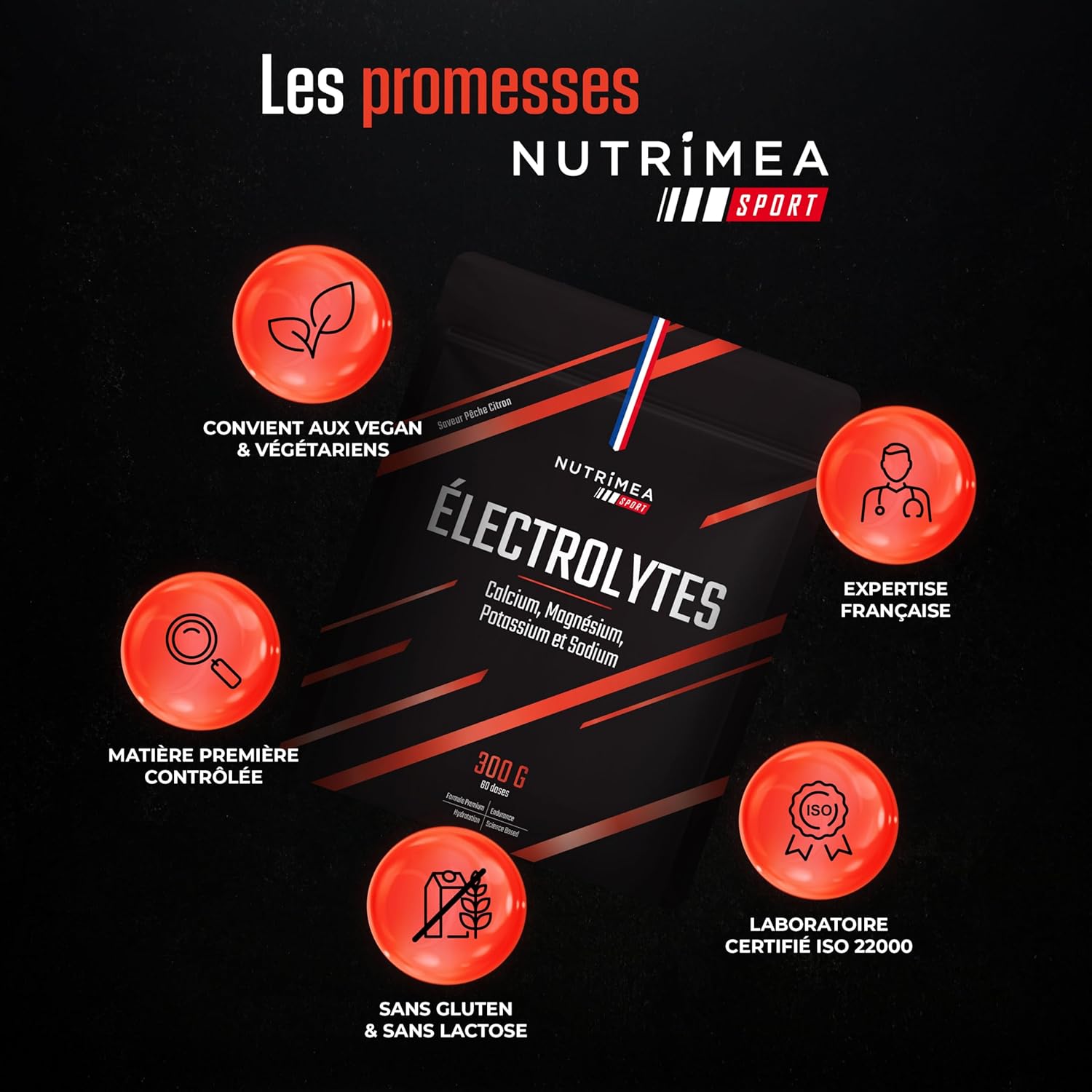 Thumbnail 5 de Nutrimea ELECTROLYTE – Boisson d’hydratation Calcium, Magnésium, Sodium, Potassium aux vitamines B et C (goût pêche citron)