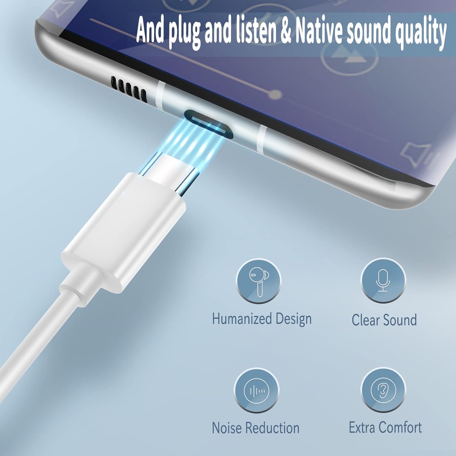 Thumbnail 4 de USB C Headphones for iPhone & iPad and More: Built-in Mic, Volume Control, Wired USB-C Earbuds