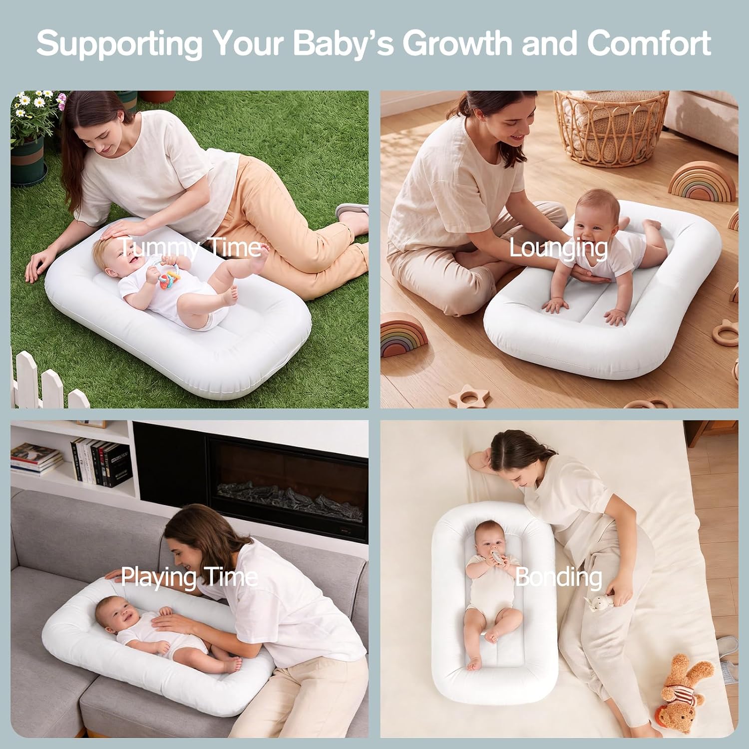 Thumbnail 2 de Ainiuke Infant Support Cushion for Tummy Time, White, Washable Soft Fabric
