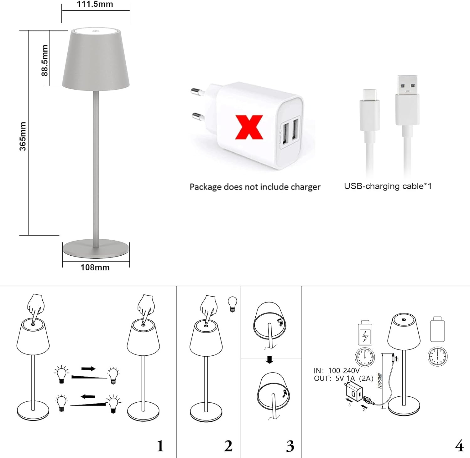 Detalle 2 de Klighten Lampe de Table LED Dimmable – Lot de 2