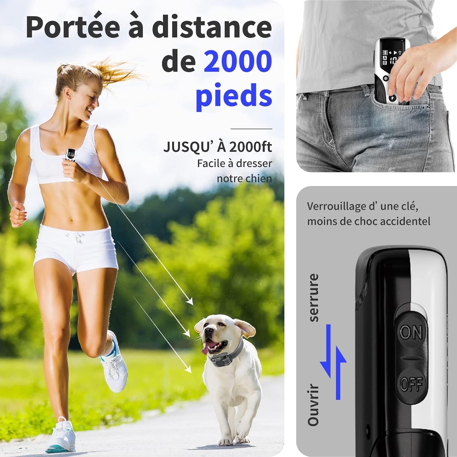 Detalle de Collier Dressage Chien avec Télécommande – Le Plus Petit et Léger, Étanche IPX7, pour Chiots et Grands Chiens