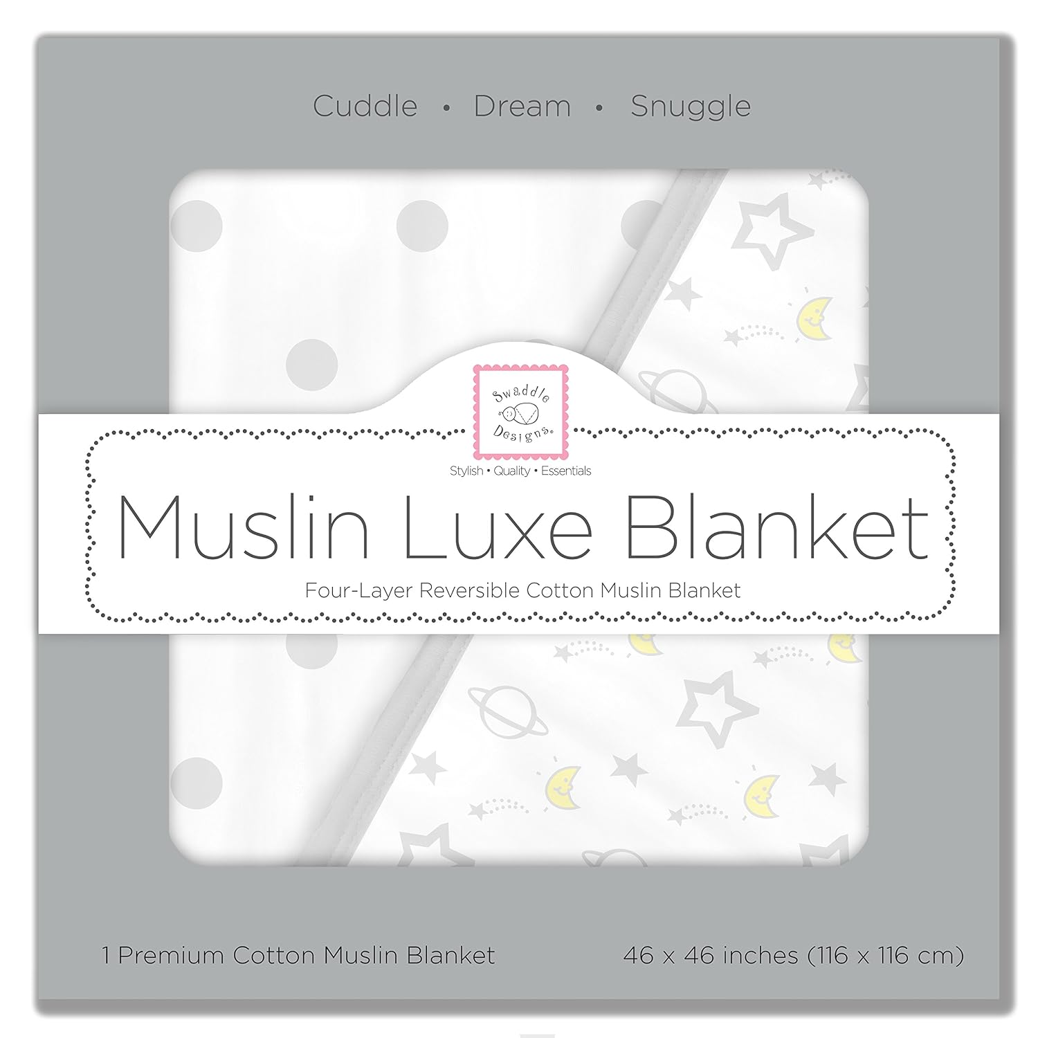 Detalle 2 de SwaddleDesigns Cotton Muslin Blanket, 46 x 46 Inches