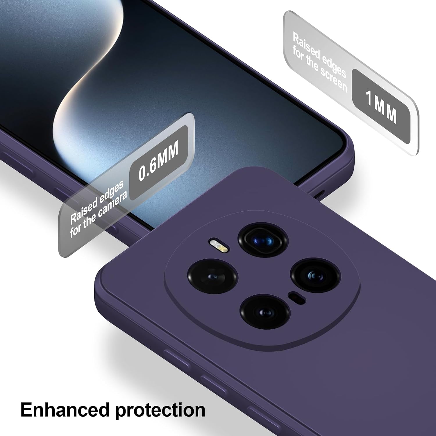 Detalle de Btstring Hülle für Honor Magic 7 Pro aus Silikon – Ganzkörper-Case mit weichem Mikrofaserfutter (lila)