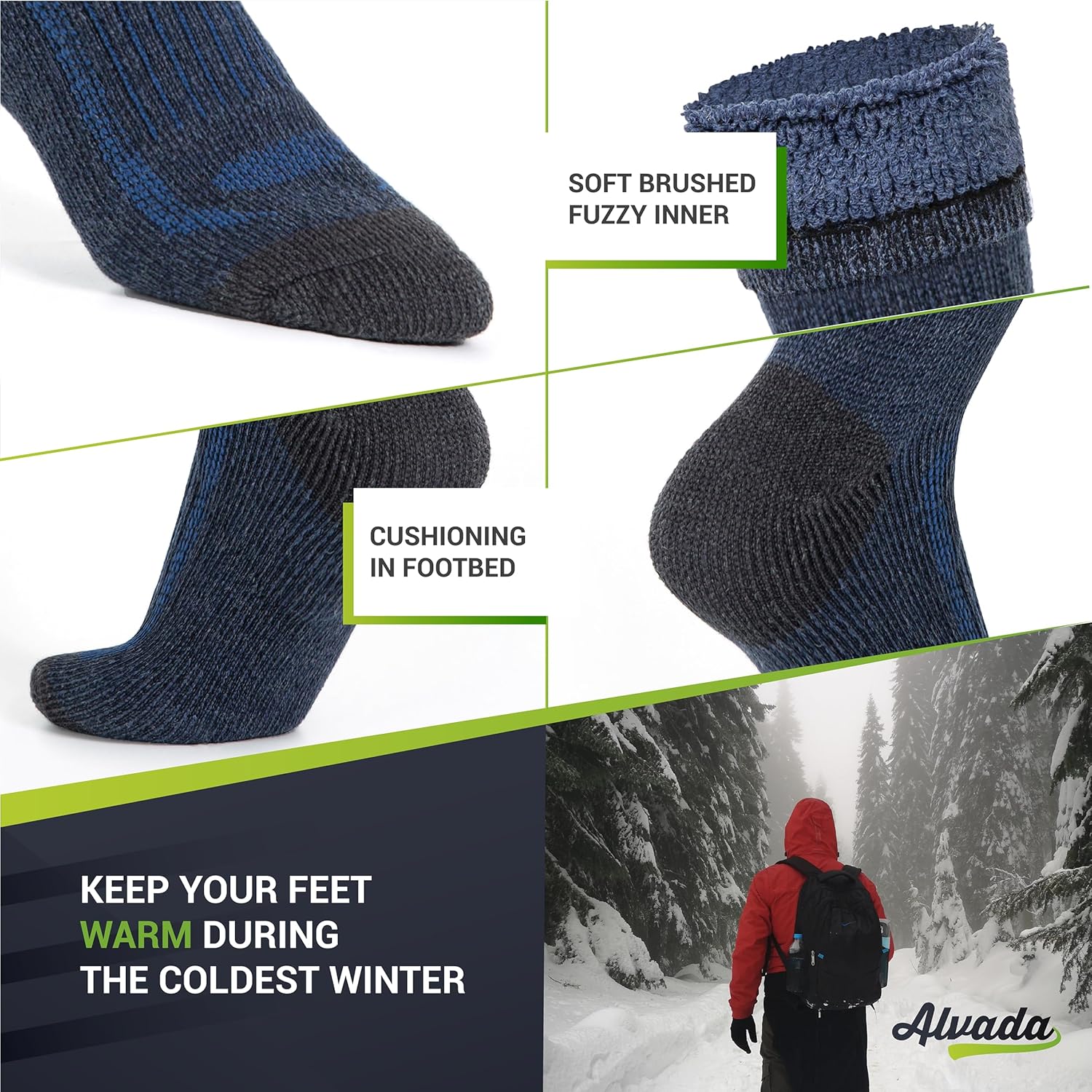Thumbnail 3 de Alvada Warm Thermal Wool Socks for Winter Cozy Boot Socks