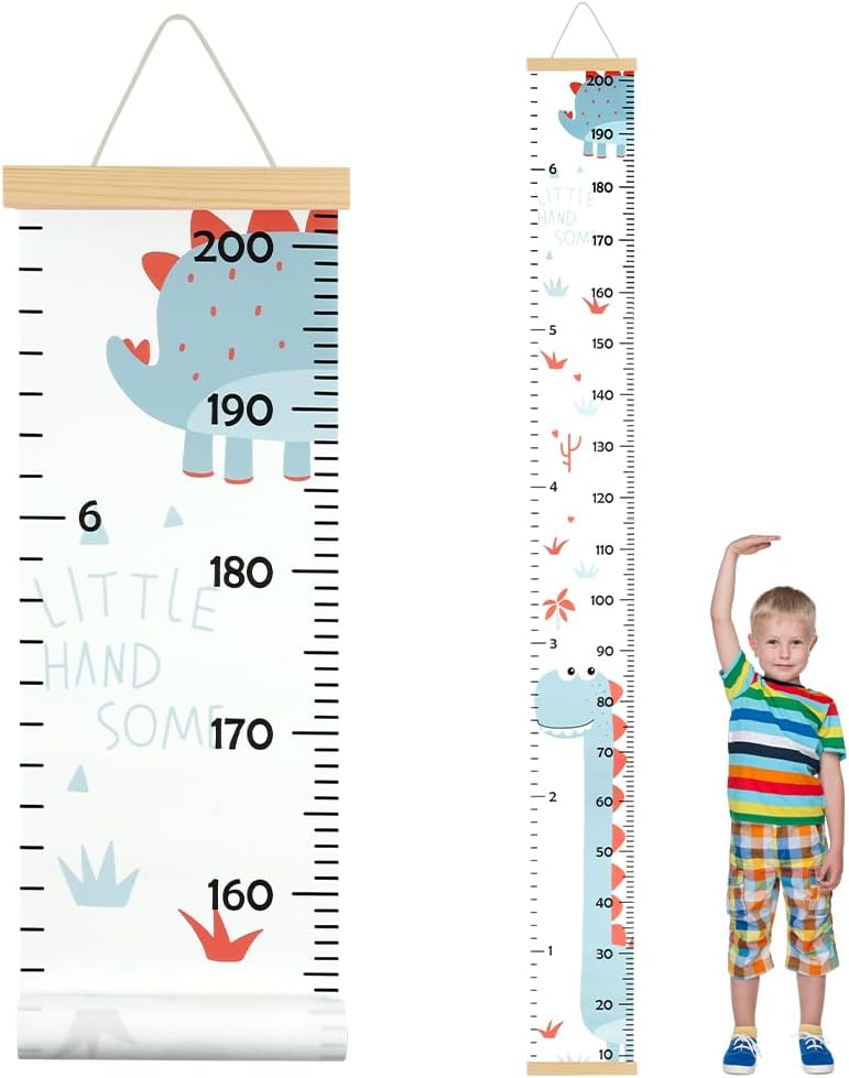 Aolso Metro Altezza Bambini da Parete – Grafico di Crescita Dinosauro, 21x195 cm