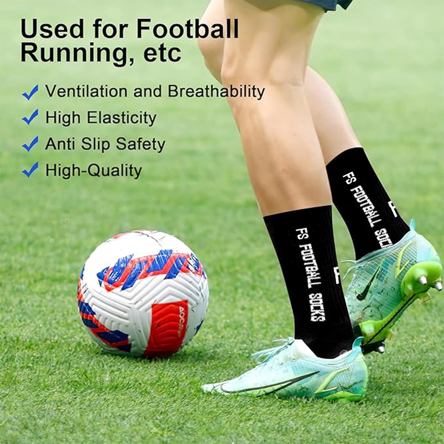 Thumbnail 3 de Gohanny Fußballsocken (3 Paar) mit Anti-Rutsch-Grip – Größen 35–39 & 39–46