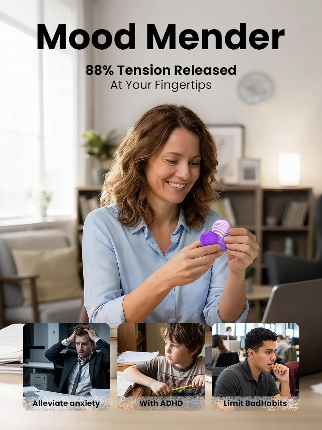 Thumbnail 4 de UZAHSK Silicone Magnetic Fidget Balls for Adults – 6Pcs (Geometric Purple)