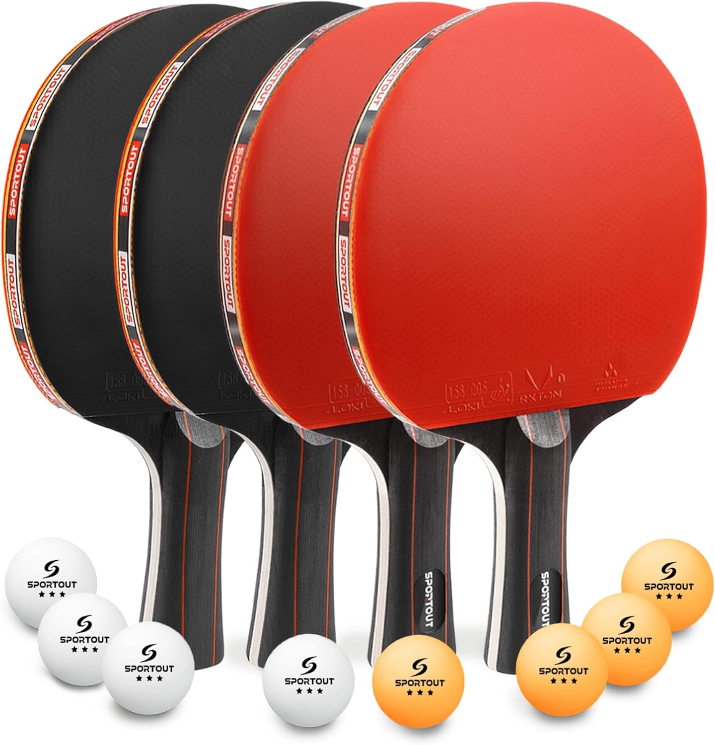 Tischtennisschläger Set (4 Schläger) mit 3-Sterne-Bällen und Tasche – Hochleistungs-Tischtennis-Set