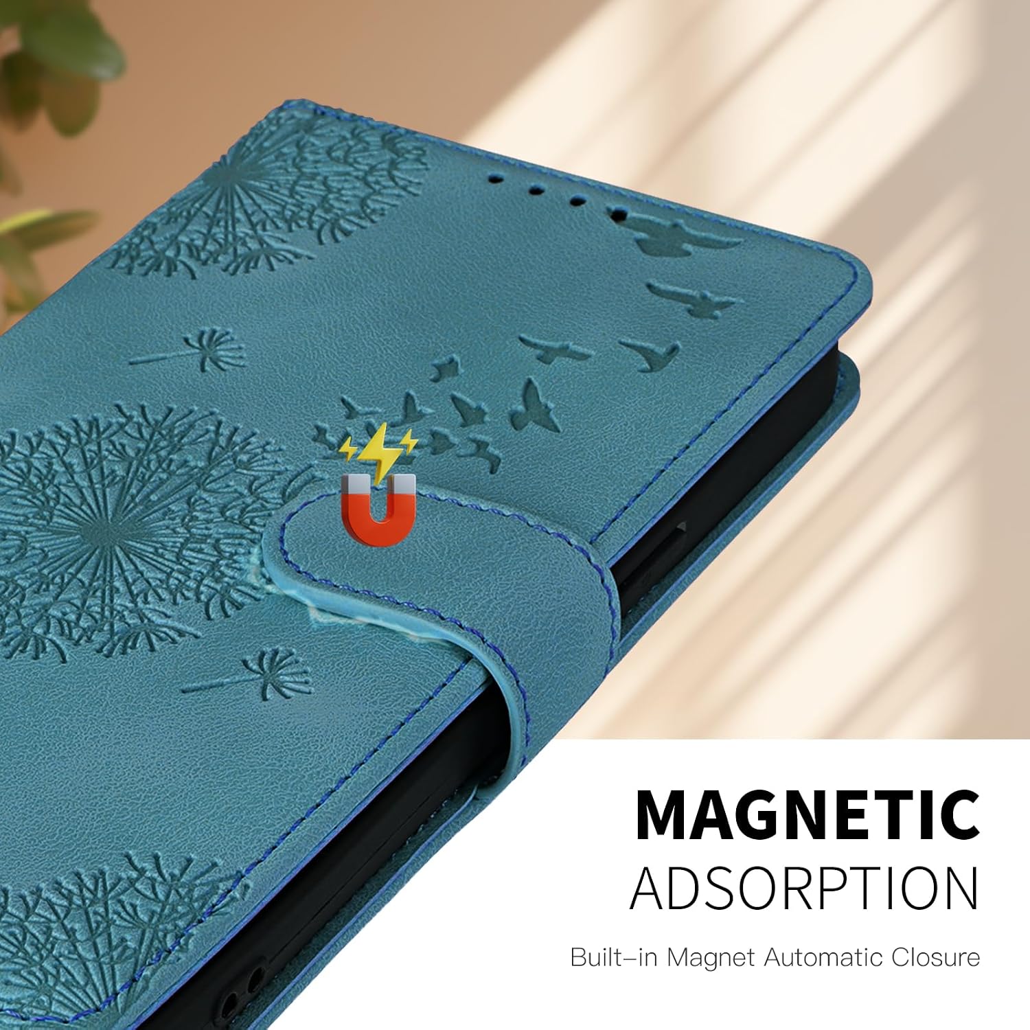 Detalle 2 de Rostsant Flip Case für Samsung Galaxy S24 FE 5G – Blau, Brieftasche mit Magnetverschluss