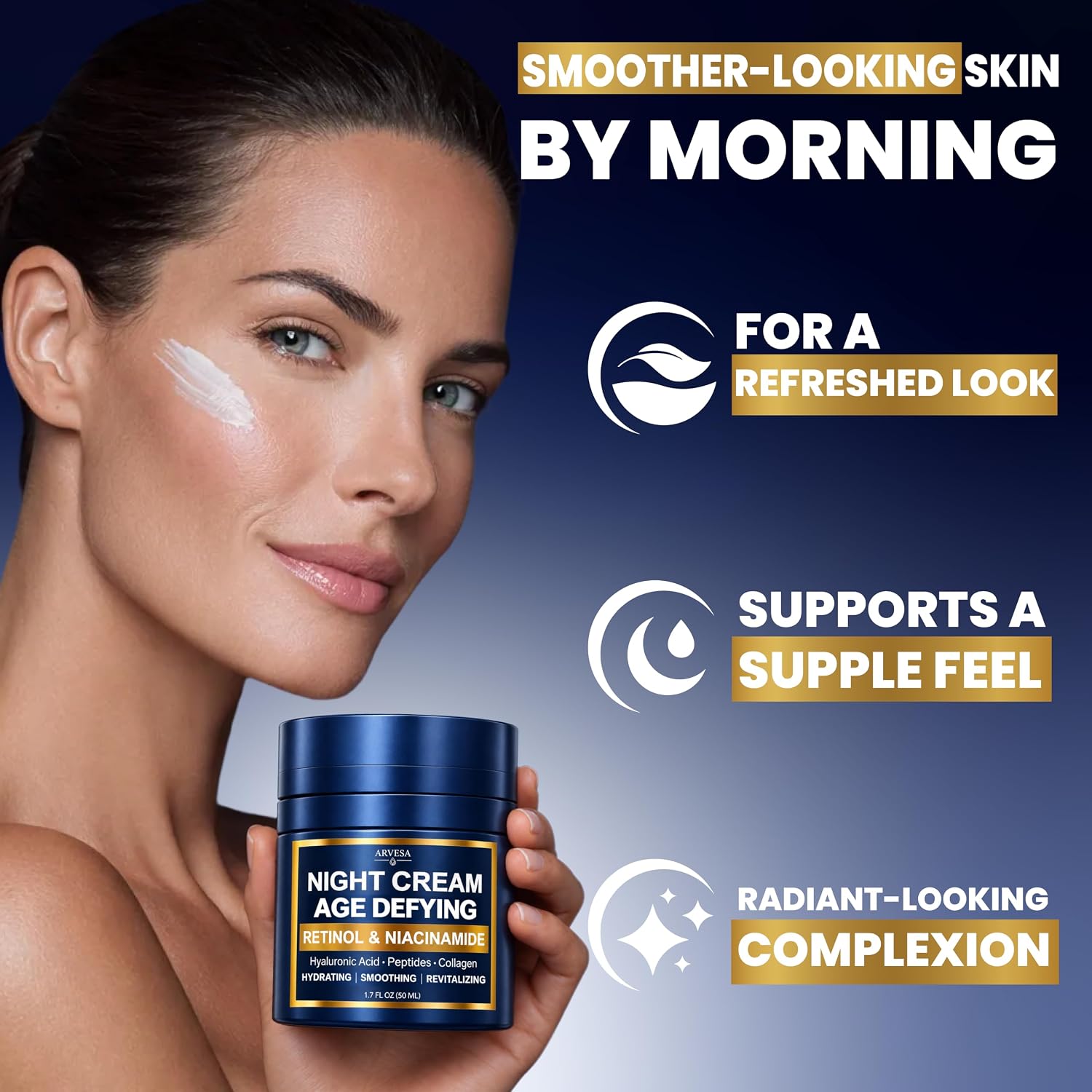 Detalle 2 de Arvesa WKQ1 Night Cream for Face and Neck with Retinol, Niacinamide and No Fragrance