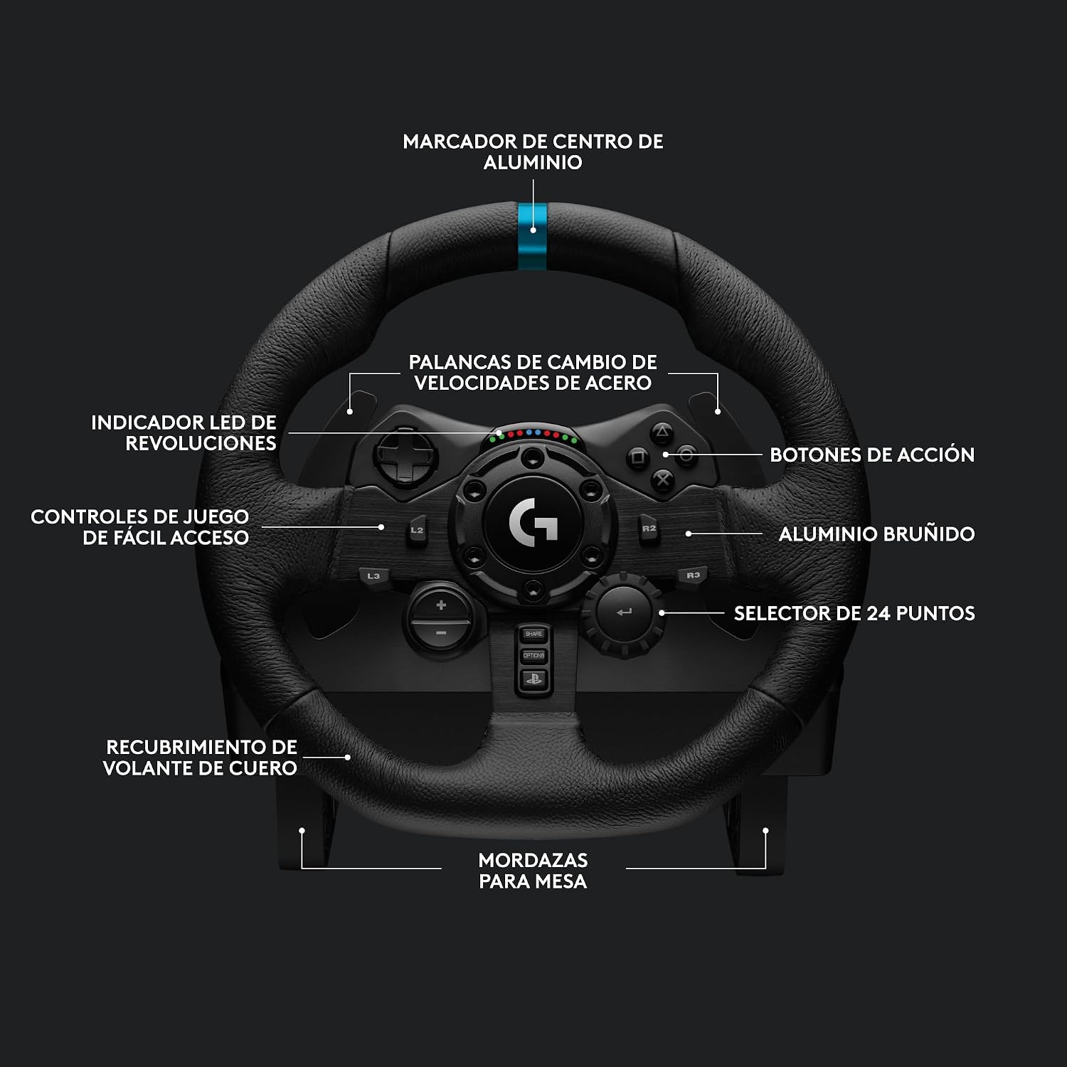 Thumbnail 4 de Logitech G G923 Volante de Carreras y Pedales con TRUEFORCE, pala de cambio Driving Force y cuero auténtico – para PS5, PS4, PC
