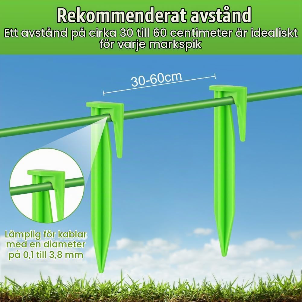 Detalle 2 de OFFCUP jordpinnar för begränsningskabel, 150-pack i grön plast