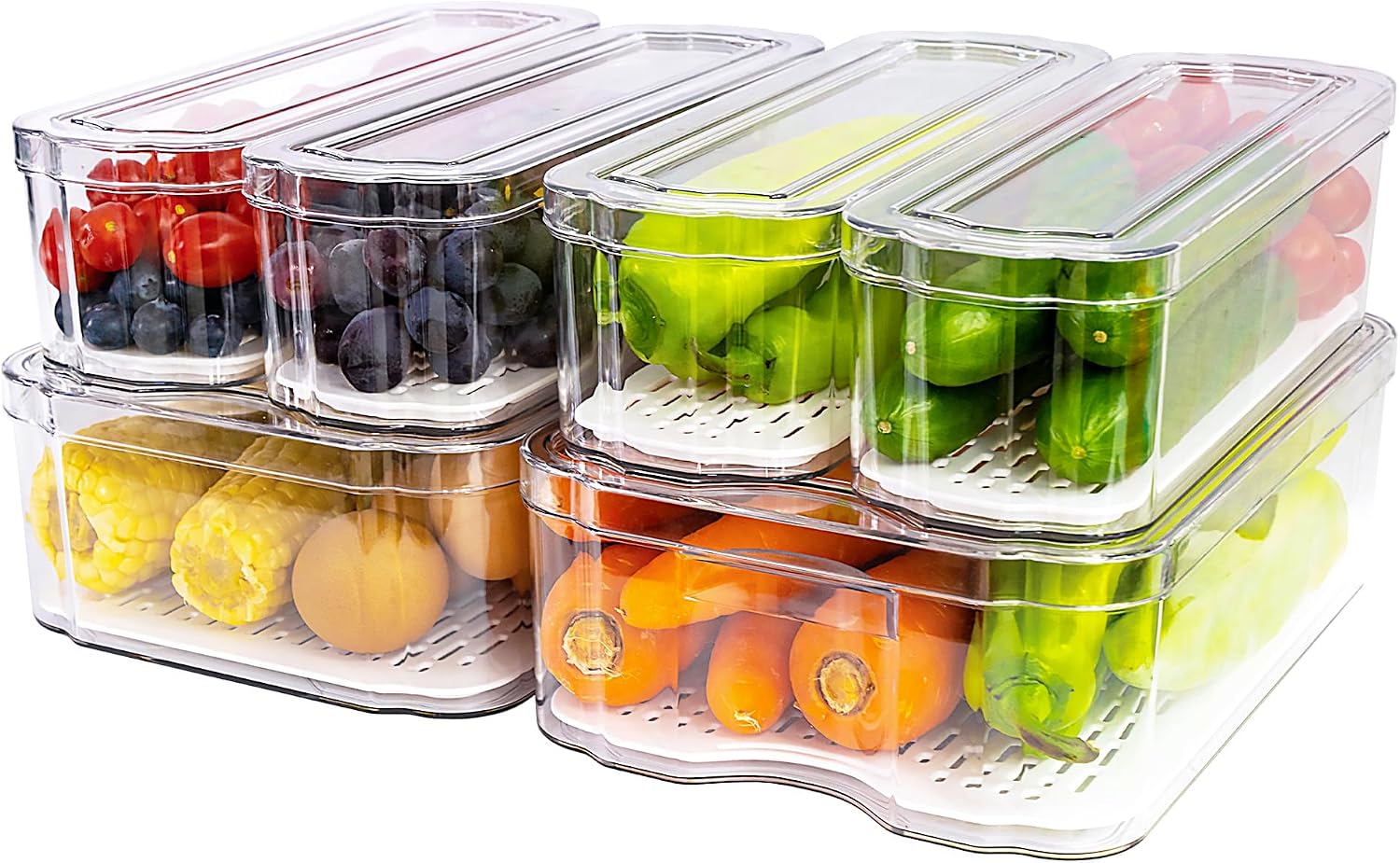 Detalle de SMRCAD Fridge Organizers 6-Pack Clear Bins