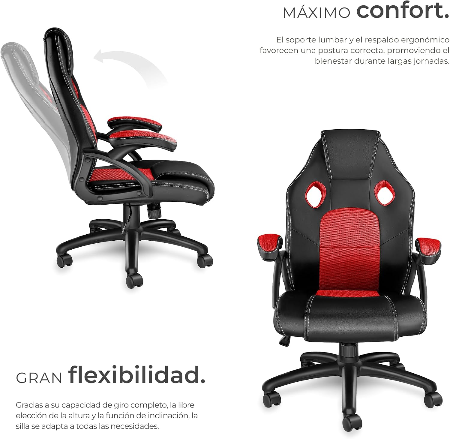 Thumbnail 4 de tectake® Silla Gaming ergonómica con altura ajustable