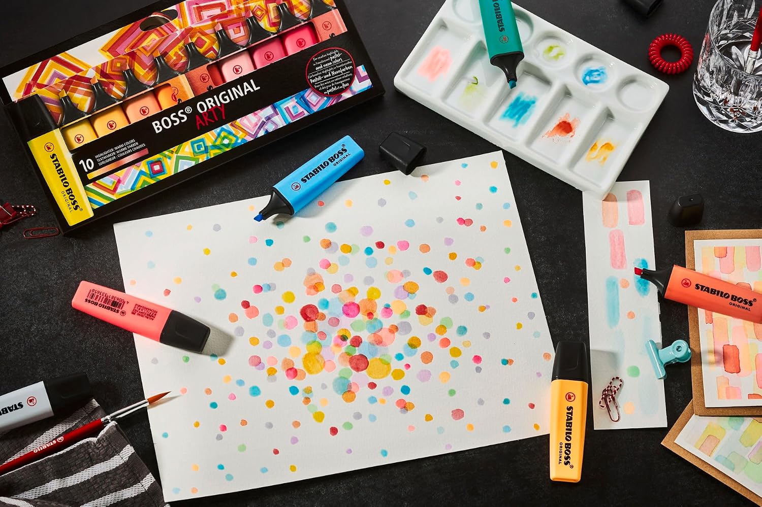Detalle 2 de STABILO BOSS ORIGINAL Desk-Set ARTY Edition – Evidenziatore 23 colori (9 Neon + 14 Pastel)