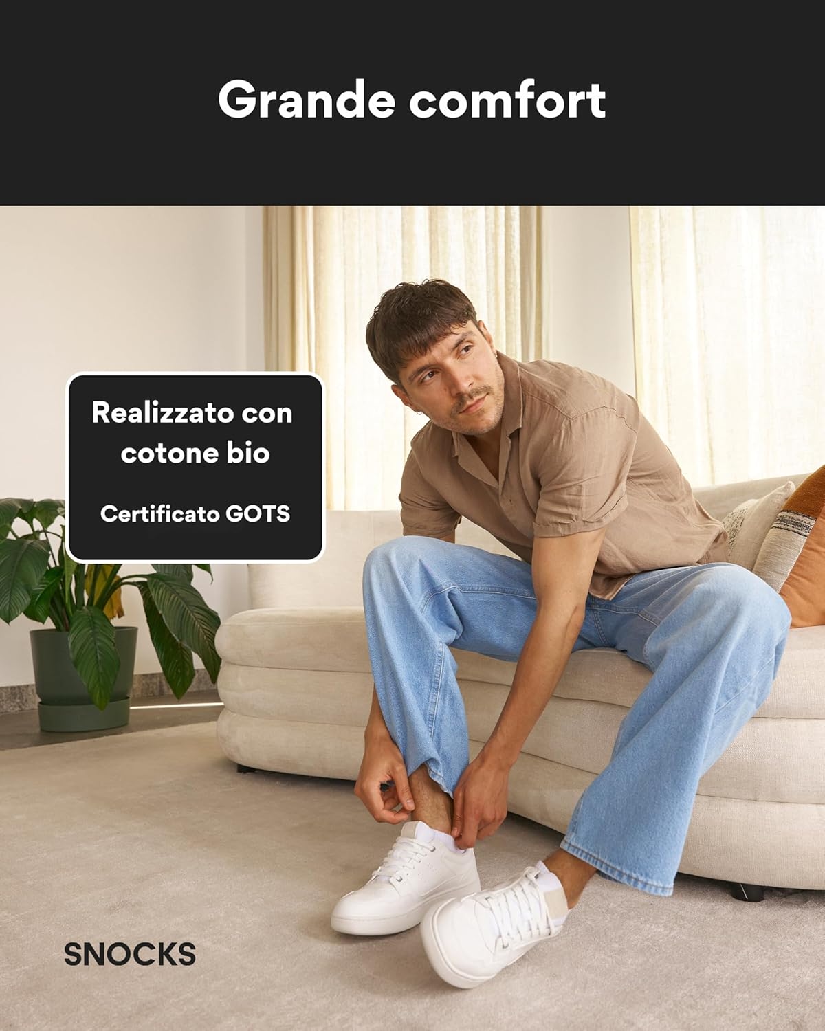 Thumbnail 3 de Snocks 6 paia di calze sneaker traspiranti in cotone organico (taglie 35–50) per uomo e donna