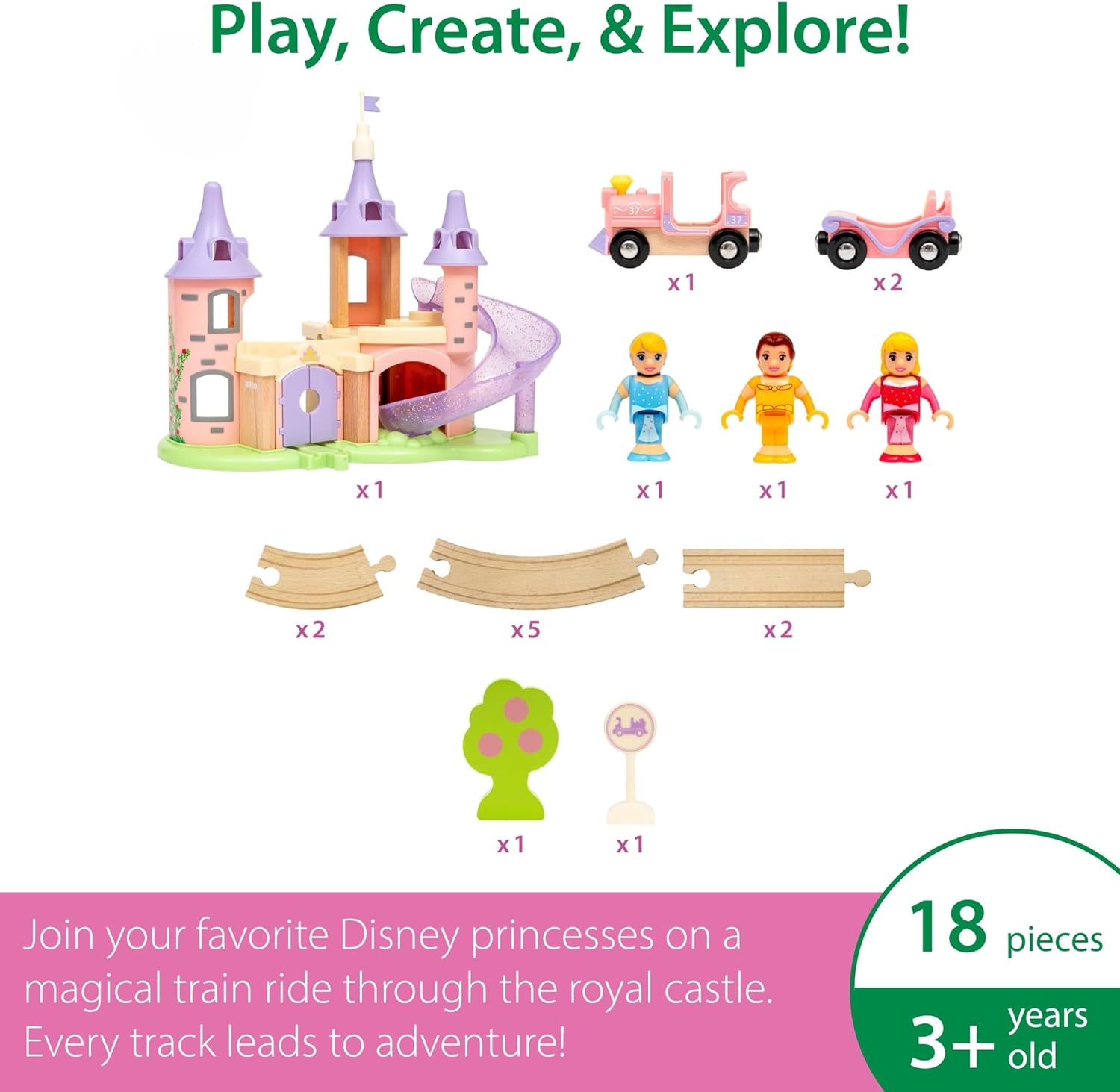 Detalle de BRIO 33312 – Circuit Château Princesses/Disney Princesses, Coffret Complet 18 pièces