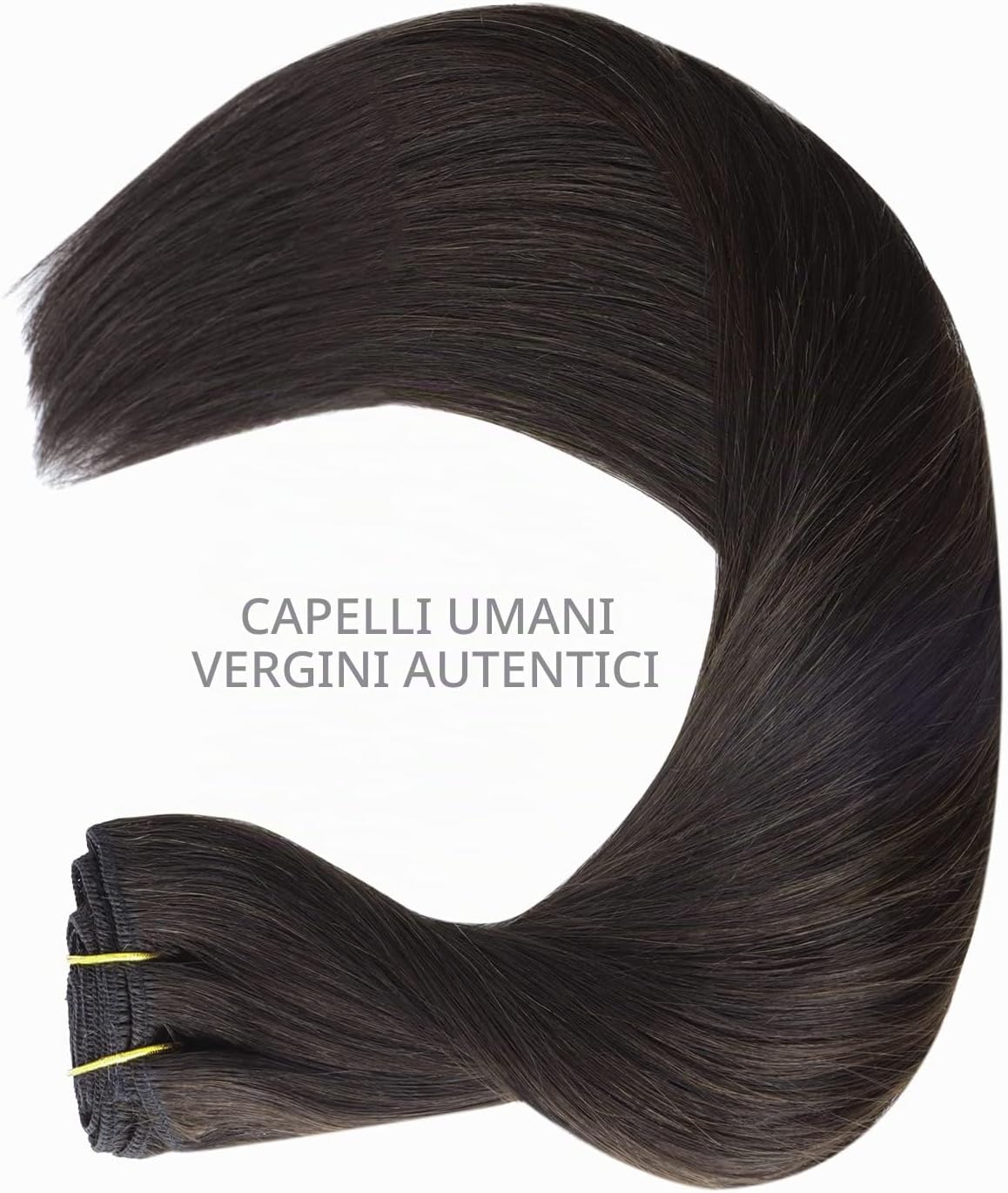 Detalle 1 de WENNALIFE Extension a clip di capelli veri Remy, vergini, 50,8 cm, castano scuro, 7 pezzi 70 g