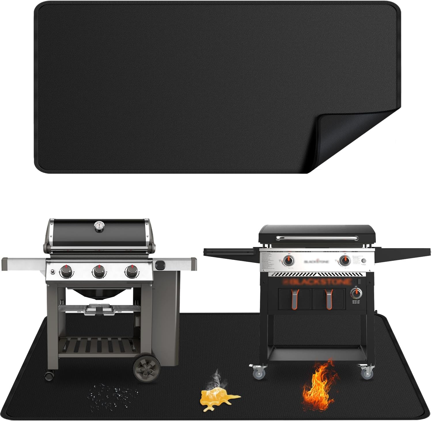 Detalle de rumlick HDC-312 Extra-Large Grill Mat, 100 x 39 in, Double-Sided Fiberglass
