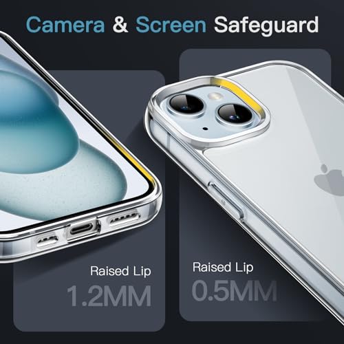 Detalle de JETech Funda transparente para iPhone 15 (6,1'') - Anti-amarillamiento, protección básica y carga inalámbrica plana