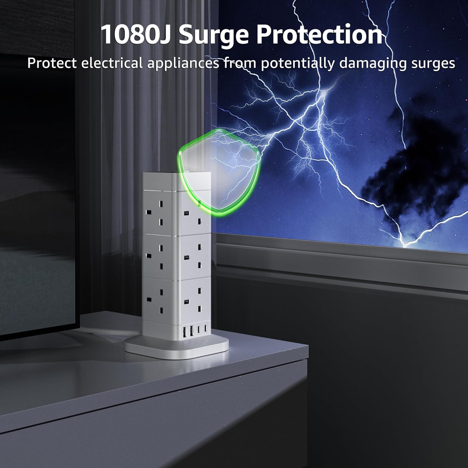 Thumbnail 1 de Hotimy 12 Way Tower Extension Lead 3250W