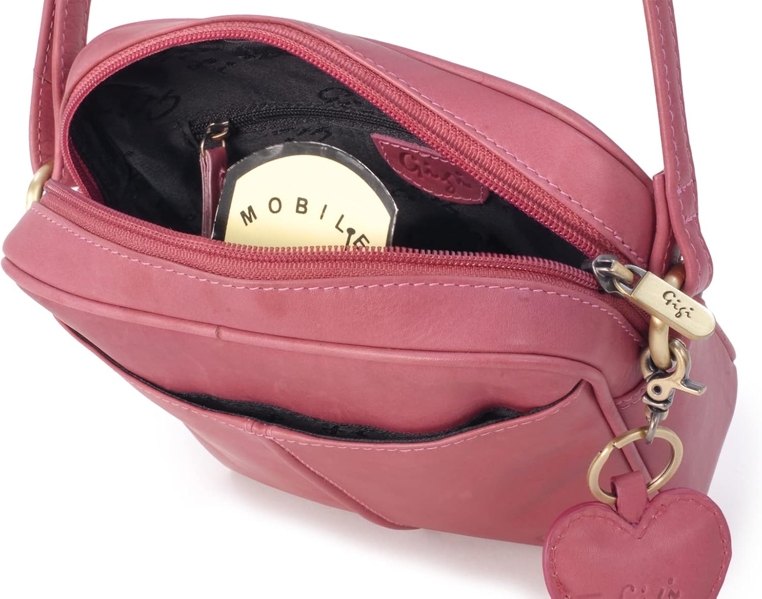 Thumbnail 6 de Gigi Othello 22-29 Ladies Small Leather Crossbody Bag with Heart Keyring Charm