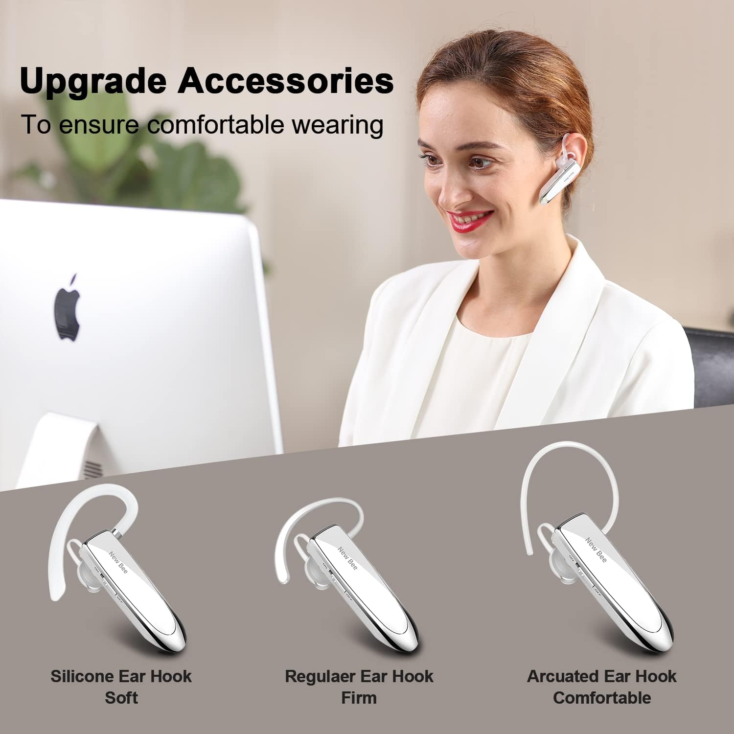 Detalle 2 de New Bee Bluetooth Earpiece Handsfree Earphone (in-ear) with Clear Voice Tech and Case