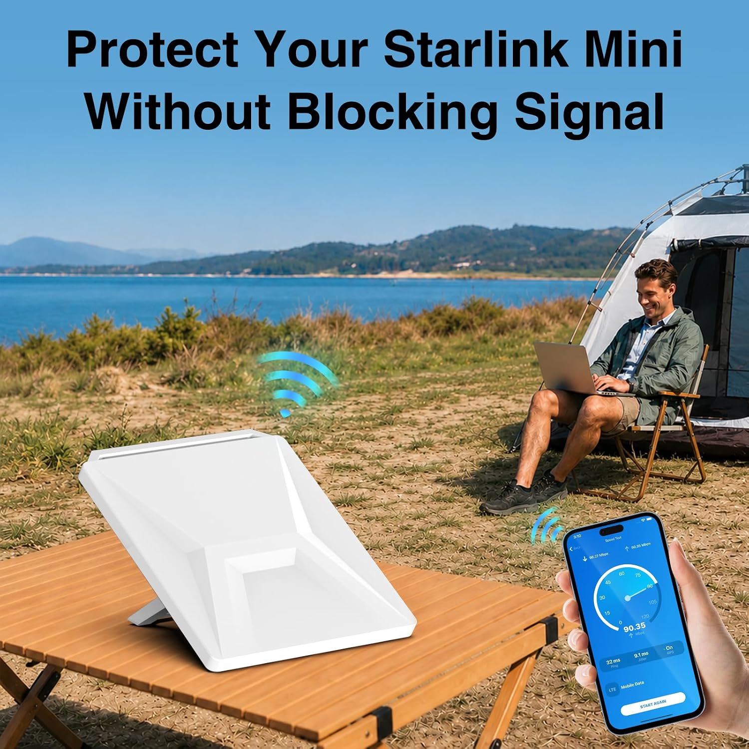 Detalle de MEKEET Starlink Mini Protective Cover Case: Waterproof Silicone Shield for Starlink Mini