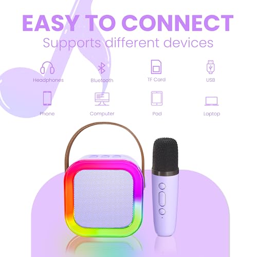Thumbnail 5 de Ankuka Mini Karaoke Machine for Kids – Portable Bluetooth Speaker with Wireless Microphones (Purple)