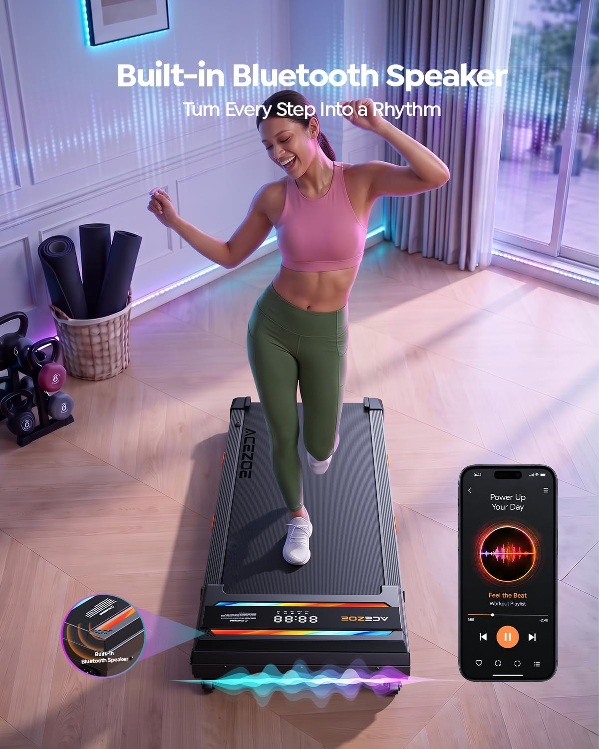 Thumbnail 4 de Acezoe S40-4 Walking Pad Treadmill with 15% Auto Incline and Bluetooth Speaker