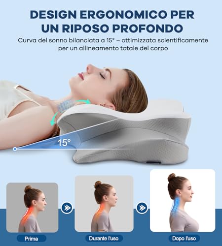 Detalle 2 de DONAMA Cuscino Cervicale Memory Foam Ergonomico 2 Altezze Rinfrescante