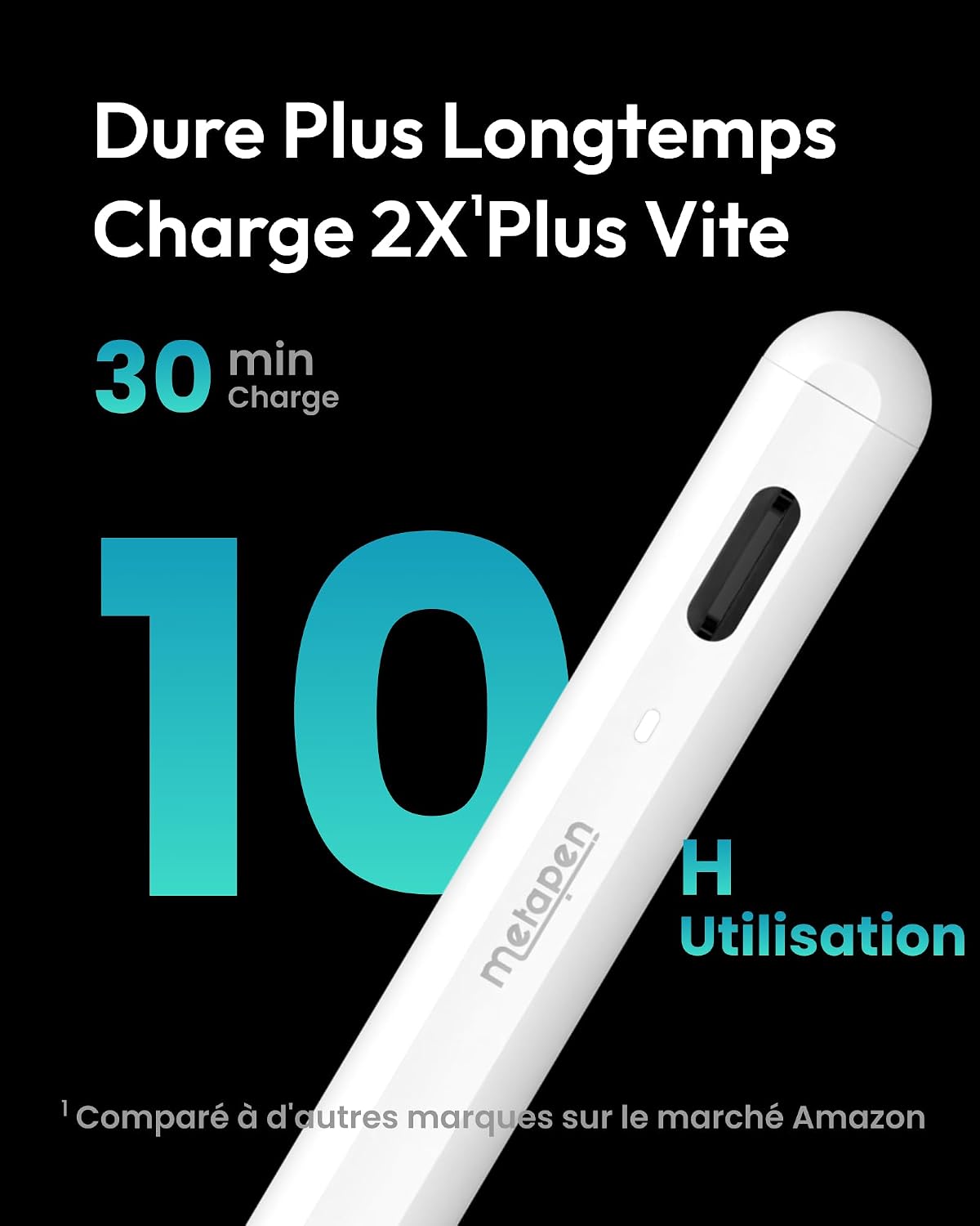 Detalle de Metapen Stylet A8 compatible iPad (2018-2026) – Charge rapide, double pointe et fixation magnétique