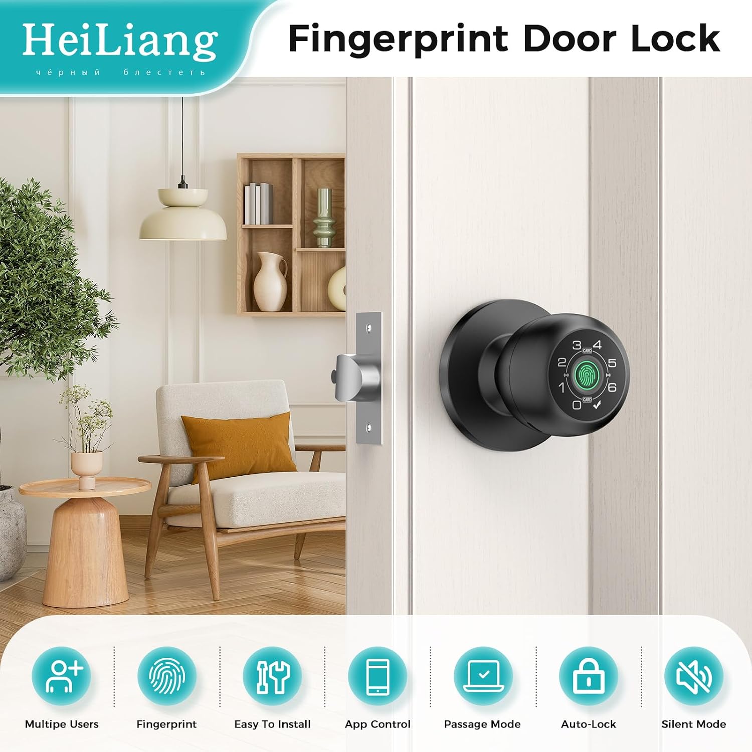 Detalle 2 de HEI LIANG Smart Door Lock Matte Black