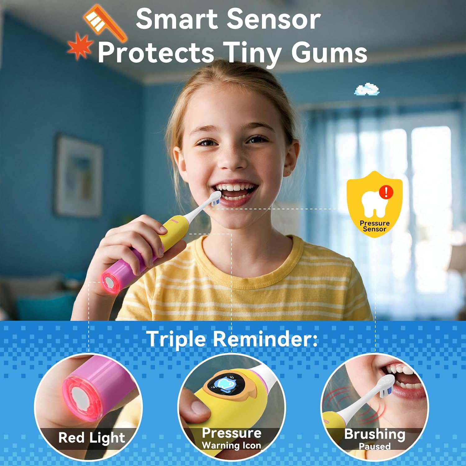 Detalle 2 de SEAGO Kids Electric Toothbrush with 8 Brush Heads