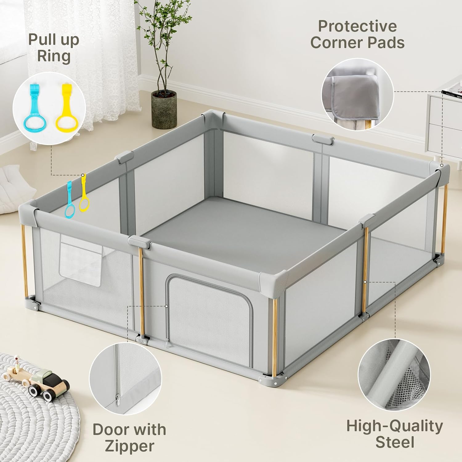 Thumbnail 3 de Cbcvvaer Foldable Baby Playpen with Mat, 50 x 50-Inch Portable Play Yard