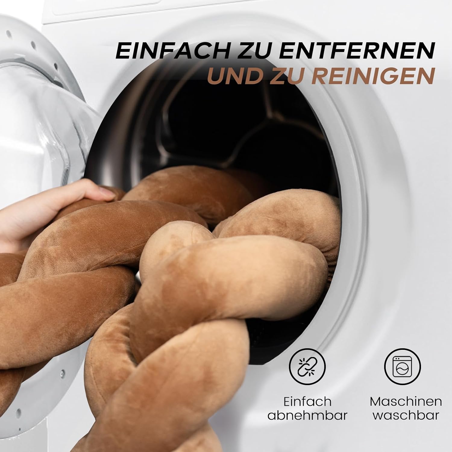 Detalle de CheerPals Großes Katzenbett 60 cm – Geflochtenes, waschbares Kuschelhöhle-Bett für Katzen und kleine Hunde