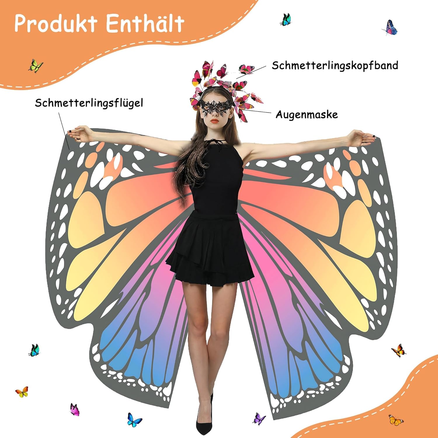 Thumbnail 2 de Sundonix Fasching Schmetterling Umhang 168x138 cm 🎭