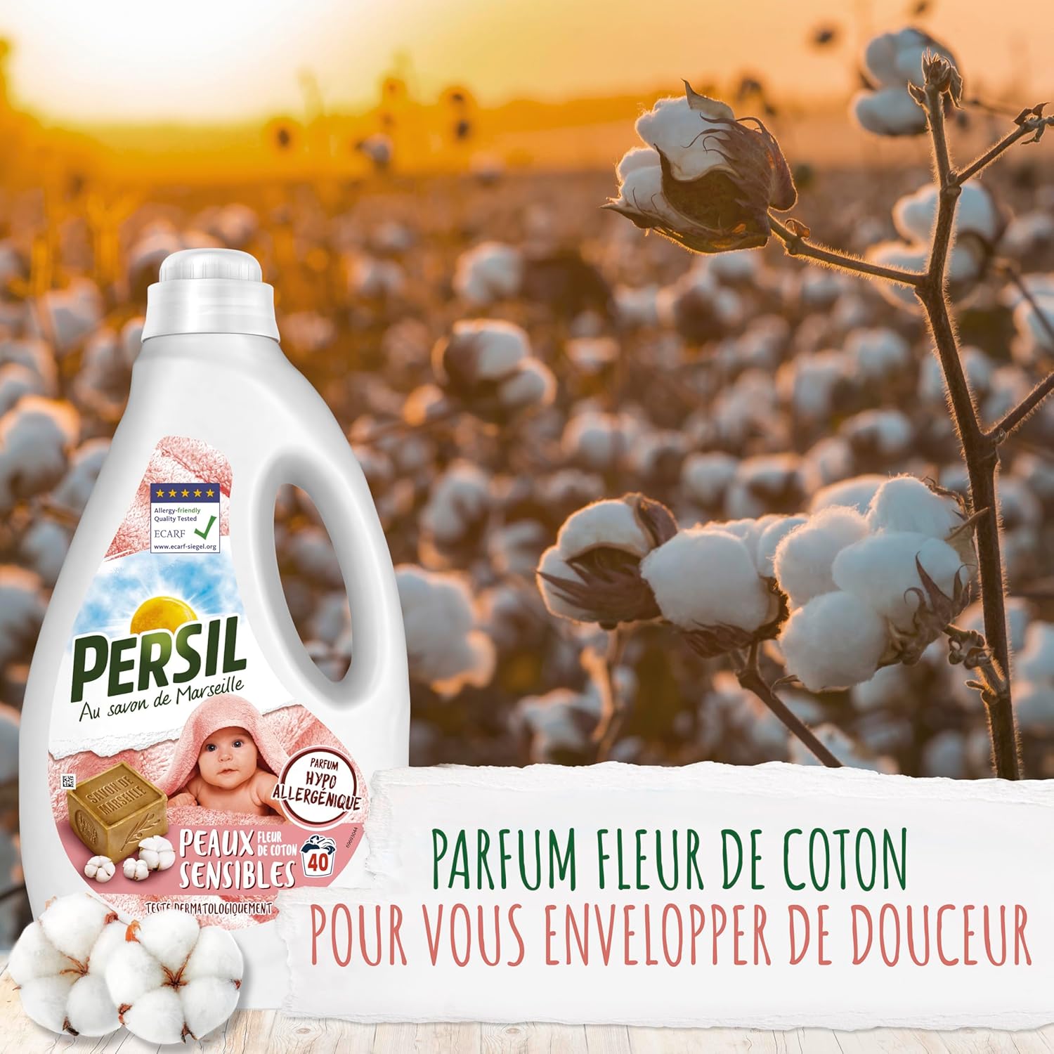 Thumbnail 5 de Persil Lessive Liquide PEAUX Sensibles – Parfum Fleur de Coton, hypoallergénique, testée dermatologiquement et certifiée ECARF (43 lavages)