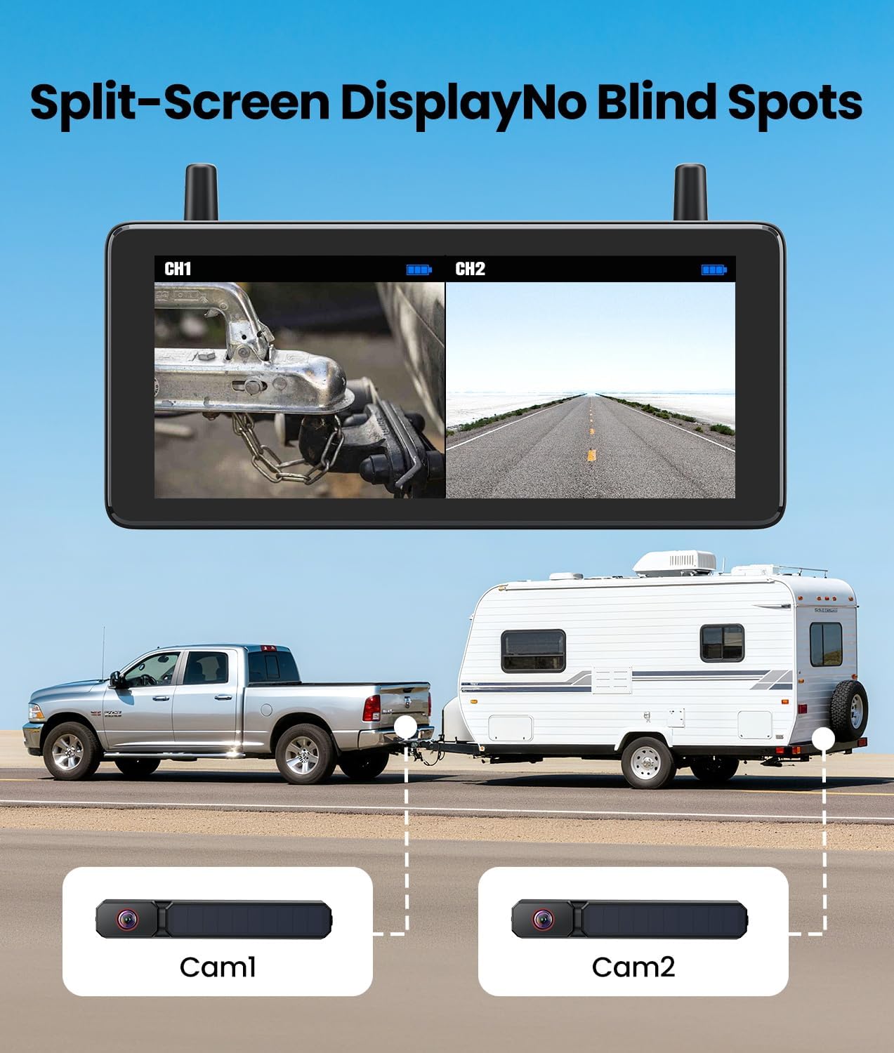Thumbnail 2 de AUTO-VOX 2 Solar Wireless Reversing Camera Kit: Dual Cameras for Vans and Trailers